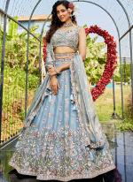 Net Blue Wedding Wear Stone Work Lehenga Choli